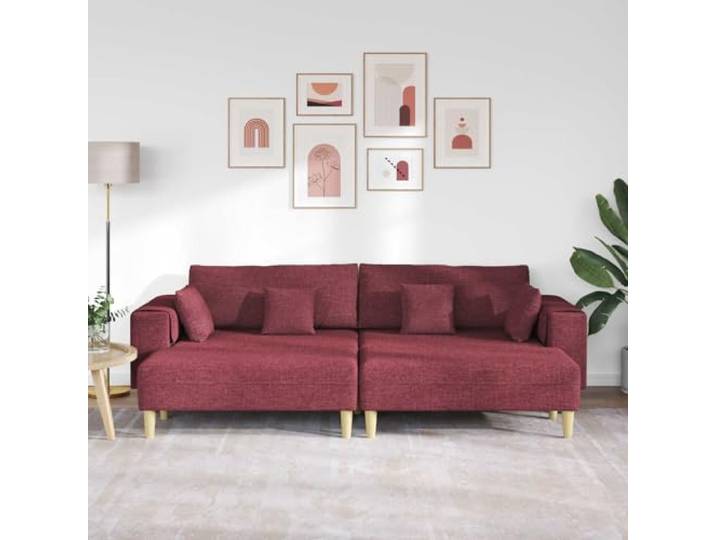 KTHLBRH Sofa mit Kissen, 3-teilig, Weinrot Strapazierfähiger Stoff, minimalistisches Design, ideal für Wohnzimmer