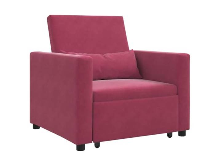 HAQWRDQSG Schlafsofa Einzel Ausziehbar mit Rädern Samt Sessel Weinrot Flexibles 3-in-1 Design als Sessel Liege und Gästebett für Wohnzimmer oder Arbeitszimmer mit verstellbarer Rückenlehne.