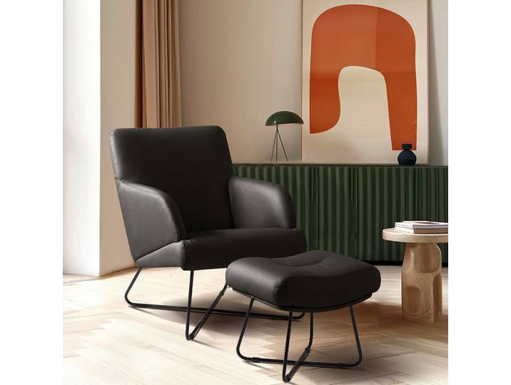 Livetastic Sesselset, Anthrazit, Metall, Echtleder, Rindleder, 67x87x74 cm, Lederauswahl, Wohnzimmer, Sessel, Sonstige Sessel