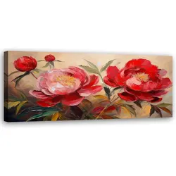 WANDBILD rote pfingstrosen blumen pflanzen gemalt