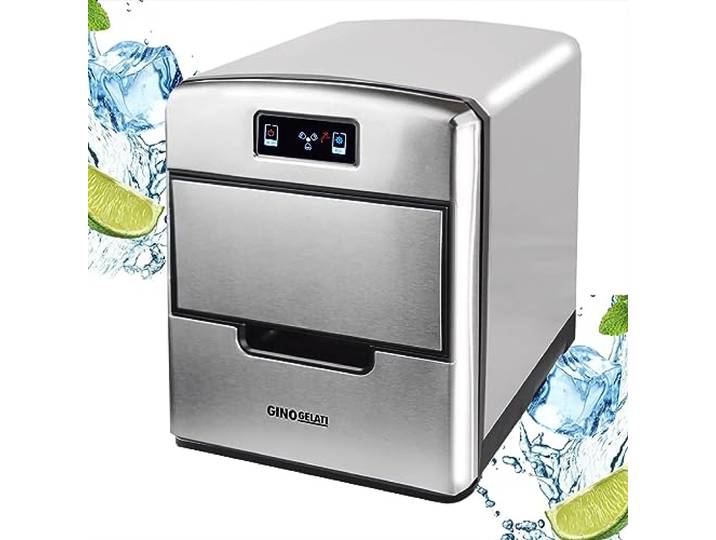 Syntrox Germany Edelstahl Eiswürfelmaschine Donostia (LCD Display + Display), Eismaschine für Zuhause, Eiswürfelherstellung einfach und schnell, Automatische Abschaltung
