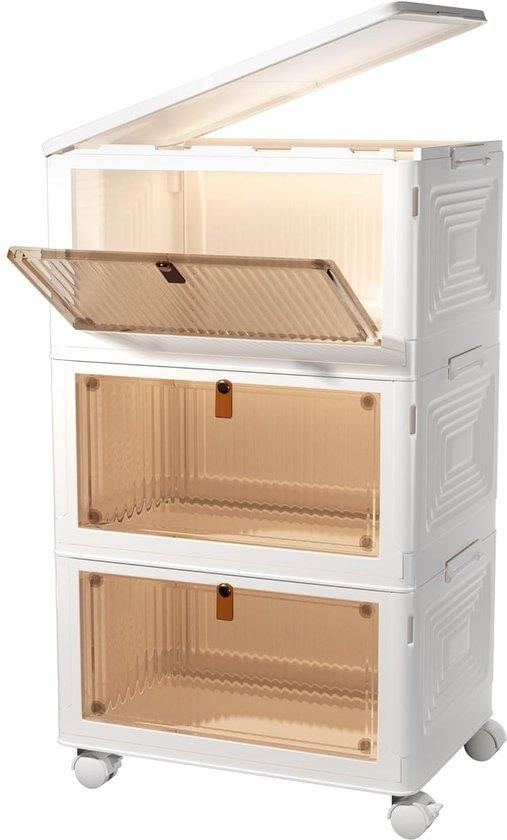 Stapelbare multifunctionele doos van plastic, 70 liter, transparant wit