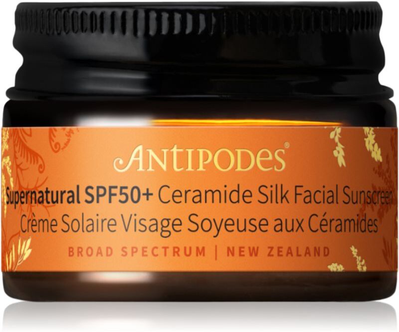 Antipodes Supernatural SPF50+ Ceramide Silk Facial Sunscreen crème protectrice visage aux céramides SPF 50+ 15 ml