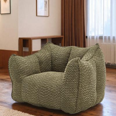 "47.2"" Chenille Square Lazy Sofa Chair with Highly Resilient Foam and Armrests and Handle Design"