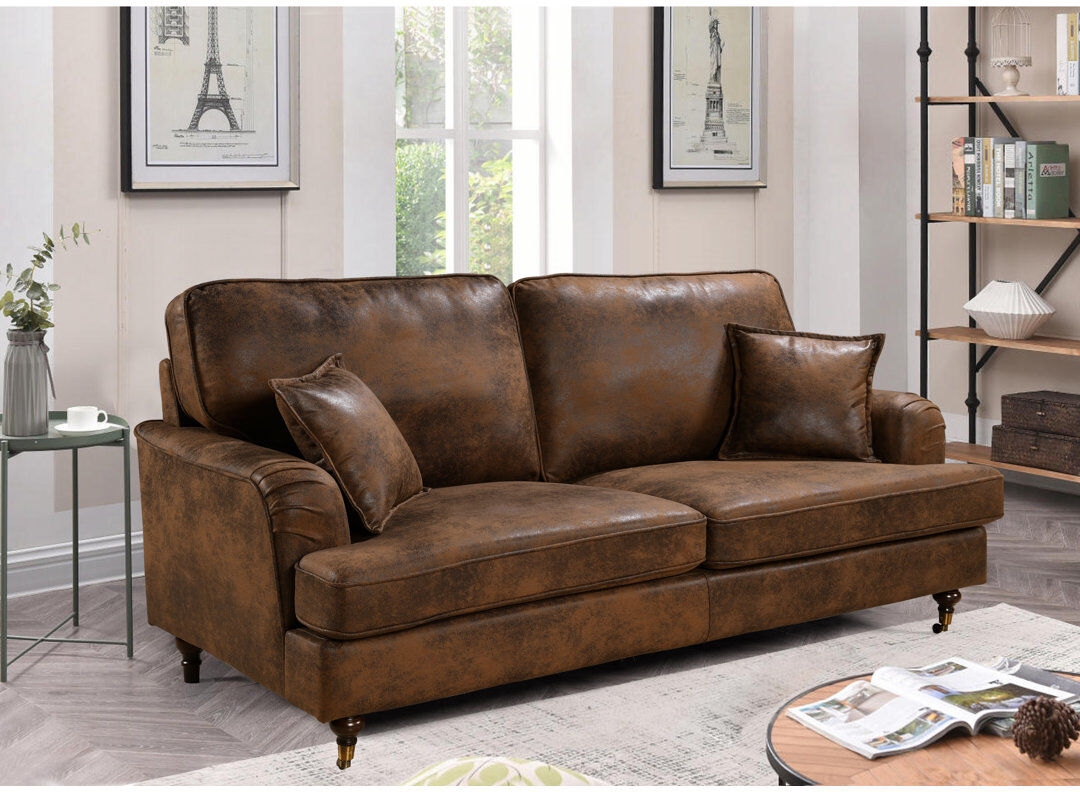 Rosalind Wheeler Crystil Upholstered Compact Sofa Brown 3