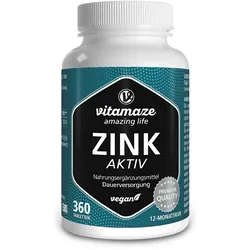 ZINK AKTIV 25 mg hochdosiert vegan Tabletten 360 St