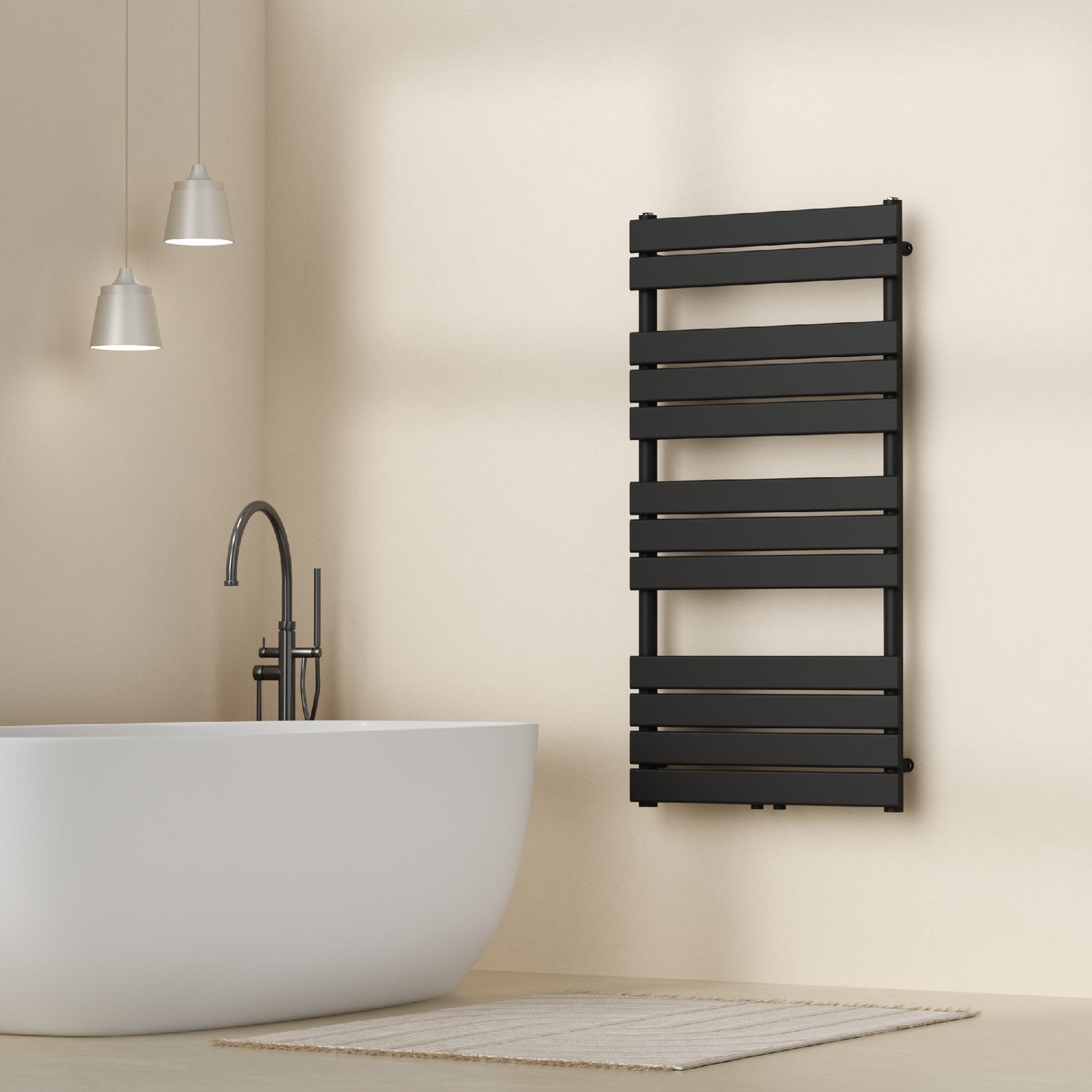 Neu.haus Handdoekradiator Voss, zwart, 120 x 60 cm, lamellen