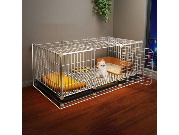 Cage pour chiens de petite taille comme le Pomeranian, le Teddy, le Bichon, niche chaude d'hiver pour chiens de taille moyenne avec zone de toilette séparée