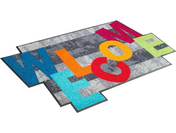Teppich Crazy Welcome Gr. 32, bunt, B:60cm H:7mm L:85cm, Kunstfaser, WASH+DRY BY KLEEN-TEX, Teppiche, Teppich, mit Spruch, rutschhemmend, In- und Outdoor geeignet, waschbar