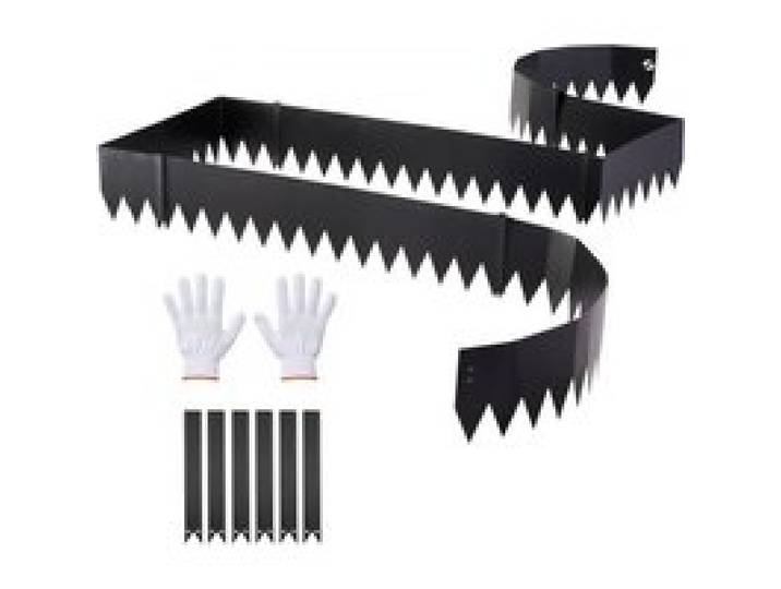VEVOR Bordure de Jardin Métal 101,6x20,3 cm Bordure de Pelouse Acier Galvanisé Lot de 6 pour Massifs Fleurs, Allées, Délimitation Espace, Aménagement Paysager, Flexible, avec 6 Clips de Fixation, Noir