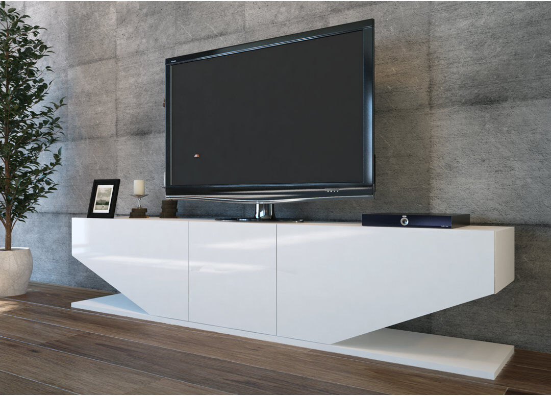 Zipcode Design Agarita TV Stand for TVs up to 78" Unfinished;Gloss White;Weiß glänzend 78"