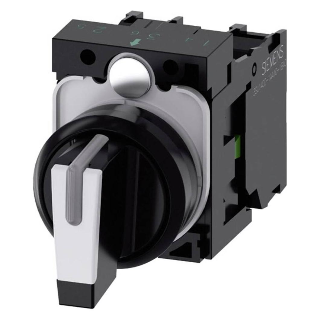Siemens Selector switch, 22mm, black, white (3SU1100-2BL60-1NA0)