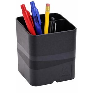 Exacompta Stiftehalter Pen-Cube, 677014D, Recycling-Kunststoff, 2 Fächer, schwarz