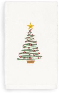 Authentic Hotel and Spa Turkish Cotton Christmas Tree White Hand Towel