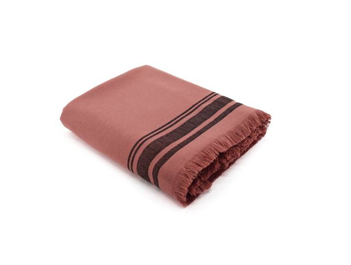 Fouta éponge xxl coton 180x200 terracotta & noir