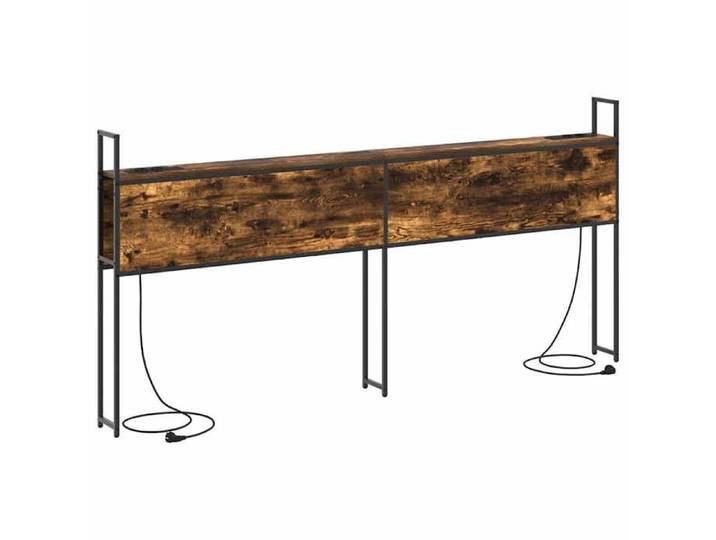VENTE-FLASH Headboard de Rangement - Armoire de lit - pour chambre - avec Station de Charge - chêne fumé - xdr70t