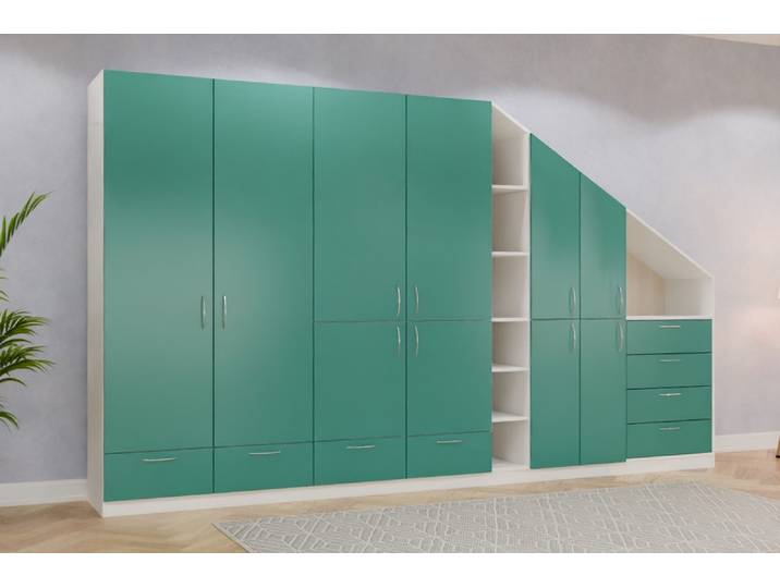 Schrank nach Maß - RAL 6033 Minttürkis - 230x396x53cm - Individuell konfigurieren