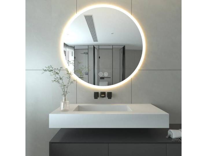 AquaWise Miroir Salle de Bain 80 cm avec LED 3 Couleur Réglable Antibuée Mémoire Verre Trempé HD 5mm Cadre Aluminium IP44 Mural