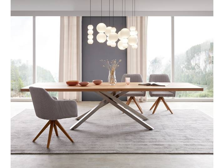 Esstisch Edge 300x100 Eiche Natur Kreuzgestell Rechteck Edelstahl, Esstische