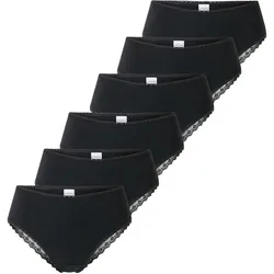 SCHIESSER Damen Brazilian-Slips, 6er Pack - 6Pack Brazilian, Stretch Cotton, uni Schwarz / M