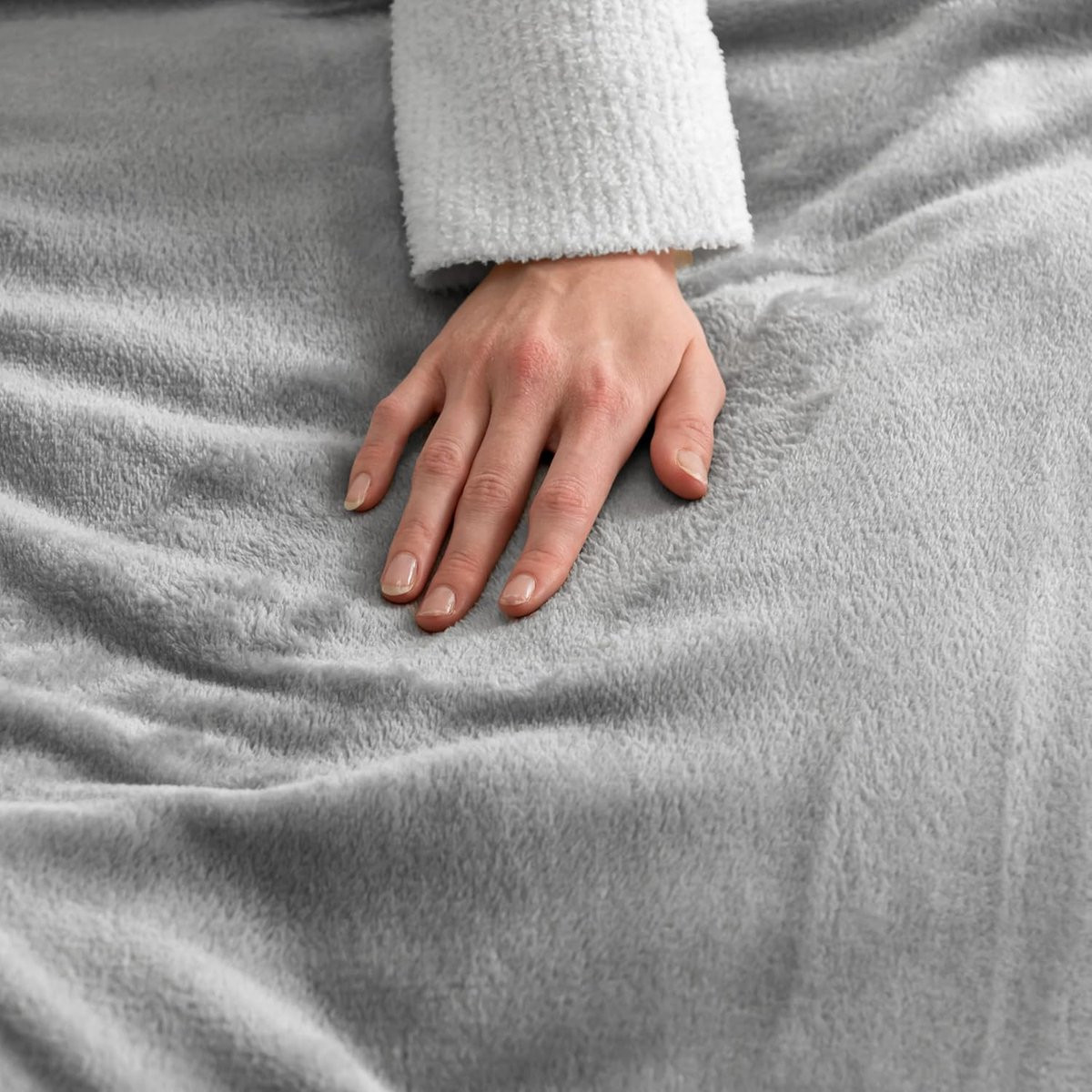 SnelShoppen Fluffy Fleece Dekentje - Zachte Flanellen Throw Blanket - Grijs - 150 x 200 cm