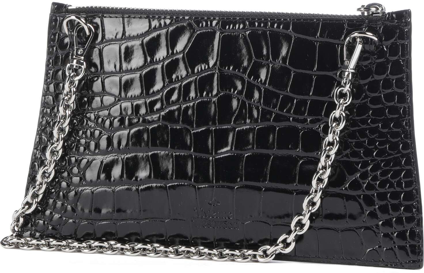 Vivienne Westwood Embossed Croc Small Clutch, schwarz