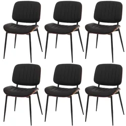 Mendler 6er-Set Esszimmerstuhl HWC-O44, Küchenstuhl Stuhl, Bugholz Kunstleder Öko-Tex FSC® ~ Walnuss-Optik, schwarz