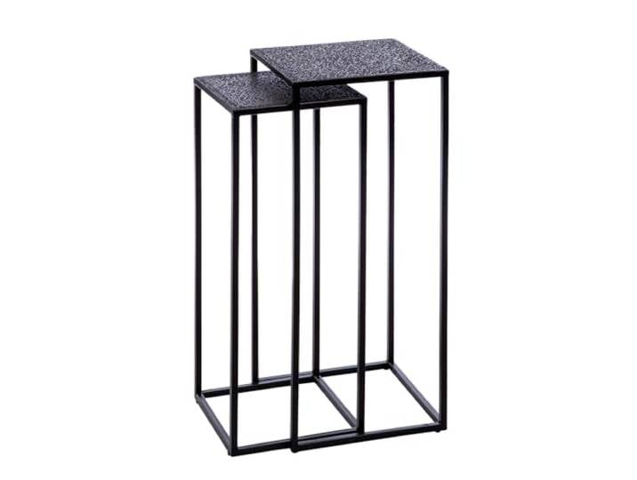 GILDE 2er Set Beistelltisch Grenada - quadratisch - Metall - pulverbeschichtet - schwarz - Höhe 80cm x Breite 35cm