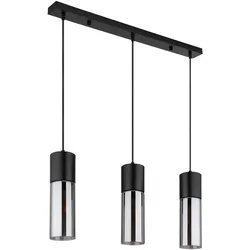 Pendelleuchte Hängelampe Deckenleuchte Esszimmerlampe 3-Flammig Rauchglas L 70cm