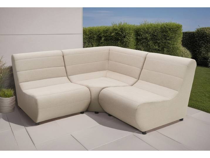 Ecksofa DOMO COLLECTION Soleil, pflegeleichter und wetterfester Bezug , grau (taupe), B:179cm H:80cm T:179cm, 100% solution dyed Acryl, Sofas, Ecksofa, Outdoor, besonderes Design und Formgebung, individuell erweiterbar