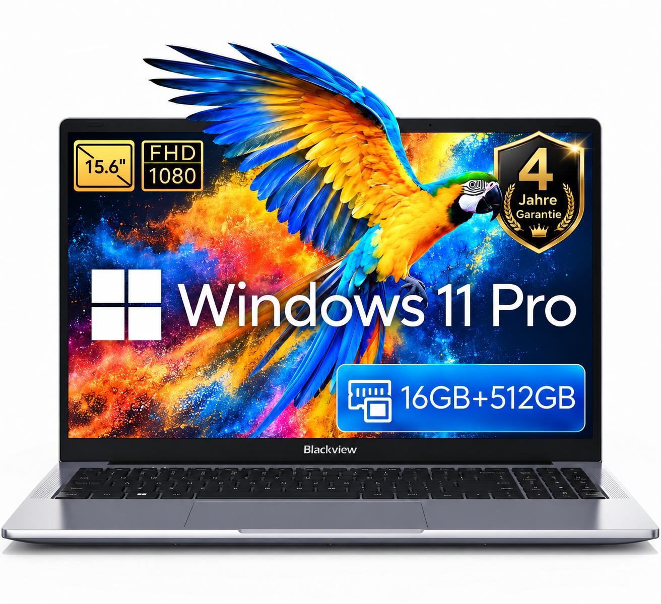 Blackview AceBook 5 Laptop 15,6 Zoll FHD IPS, Intel N6000, 16GB RAM, 512GB SSD, 2TB TF, Windows 11 Pro, 38Wh Akku, 1,6kg
