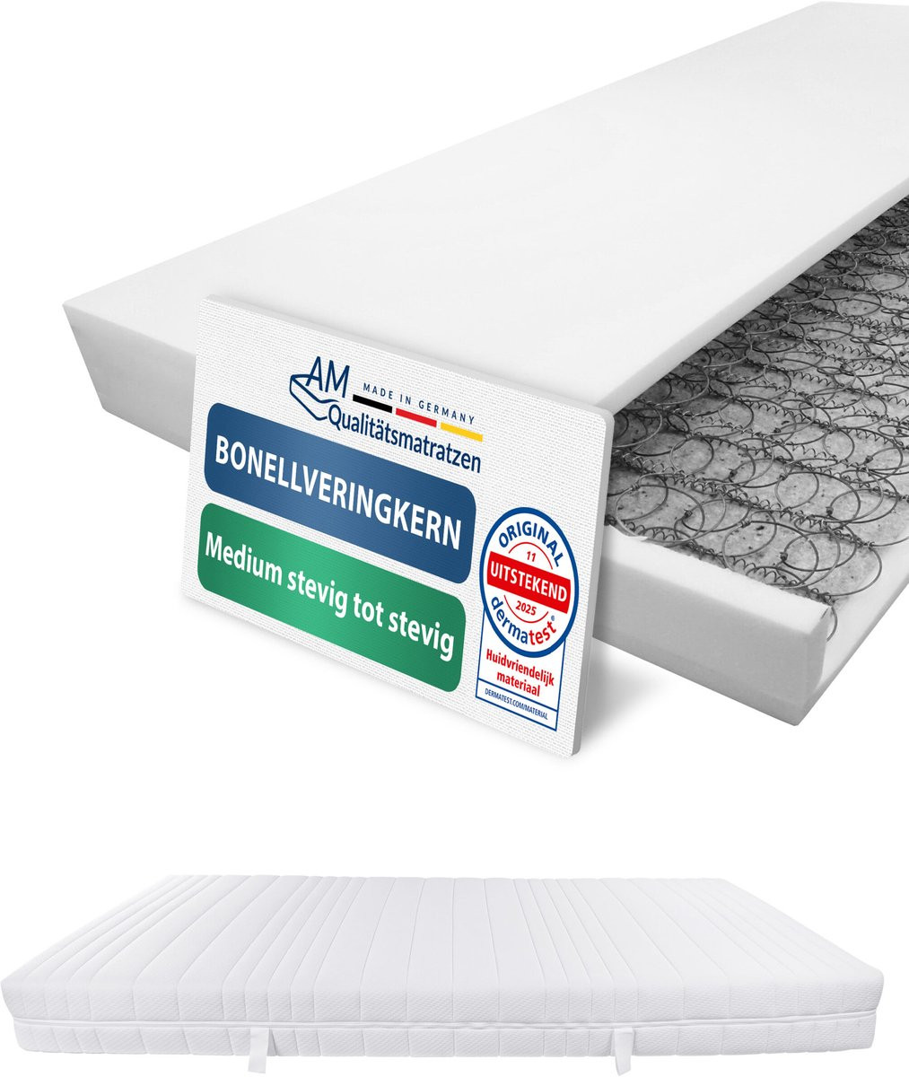 AM Qualitätsmatratzen Bonellvering matras, Gemiddeld/Stevig, 80 x 200 x 19 cm, Made in Germany