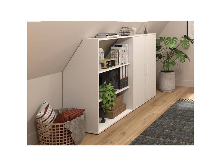 Meuble sous pente 2 portes et 2 étagères - Blanc - ADEZIO