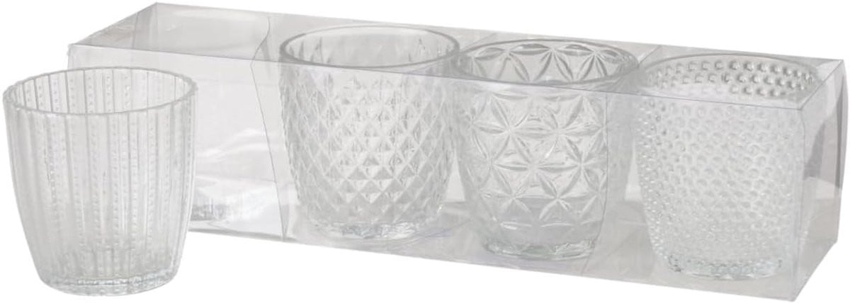Boltze Home Marilu Theelichthouder Set van 4 - Helder Glas