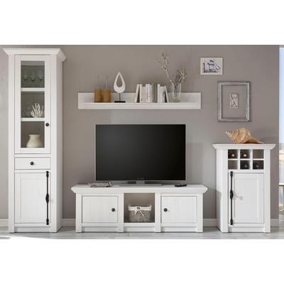 Wohnwand HOME AFFAIRE "California", weiß (pinie weiß nachbildung, pinie weiß nachbildung), B:298cm, Kastenmöbel-Sets, Wohnwand, bestehend aus Vitrine, Lowboard, Wandregal, Kommode