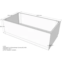 Badewannenträger passend für Mauersberger Convexa 190 × 100 × 45,5 cm