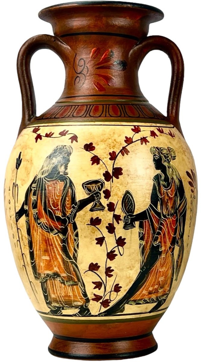 Amfora Vaas met Athena, Aphrodite en Dionysus - Hoogte: 26 cm