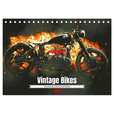 Vintage Bikes. Traumhafte Motorrad-Oldies (Tischkalender 2027 DIN A5 quer), CALVENDO Monatskalender