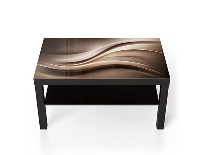 DEQORI Glastisch schwarz groß 90x50 cm Motiv Edelmetallschwingung ausgefallener Beistelltisch aus Glas Hochglanz Couchtisch fürs Wohnzimmer moderner Couch Tisch mit Design