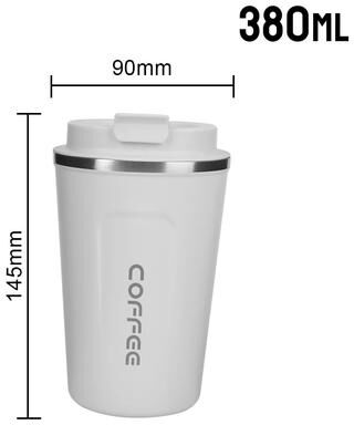 Uplifted Finds Thermo Cafe Double Stainless Steel Coffee Mug Leak Proof Travel Thermo Cup Car Thermos Mug 380 Ml White