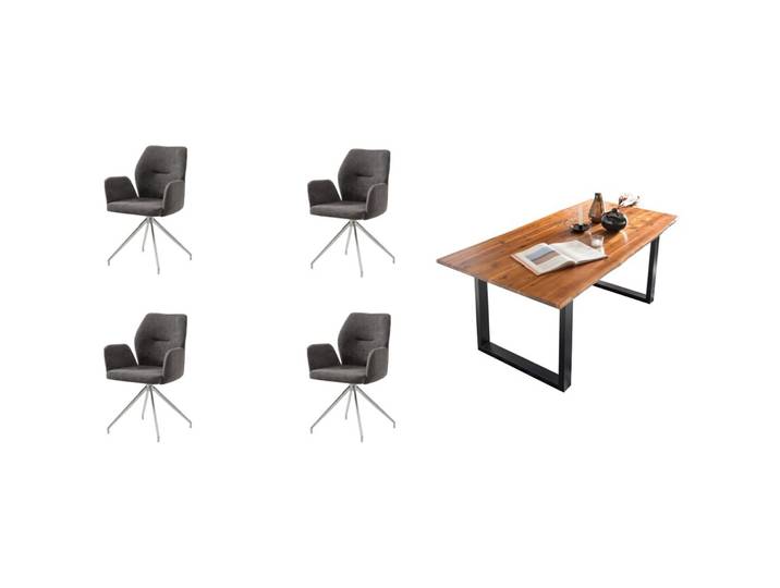 Essgruppe Eats cognac Akazie/Strukturstoff B 160 T 85 cm 4 - Essgruppe