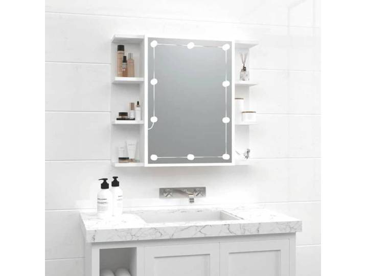 Armoire à Miroir avec LED Armoire Murale Armoire de Salle de Bain Meuble de Rangement Armoire de Rangement Blanc 808873