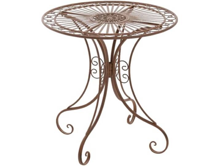 CLP Gartentisch Hari im Jugendstil, runder Bistrotisch aus Eisen mit kunstvollen Verzierungen, Beistelltisch für Garten, Balkon und Terrasse, Farbe: antik braun