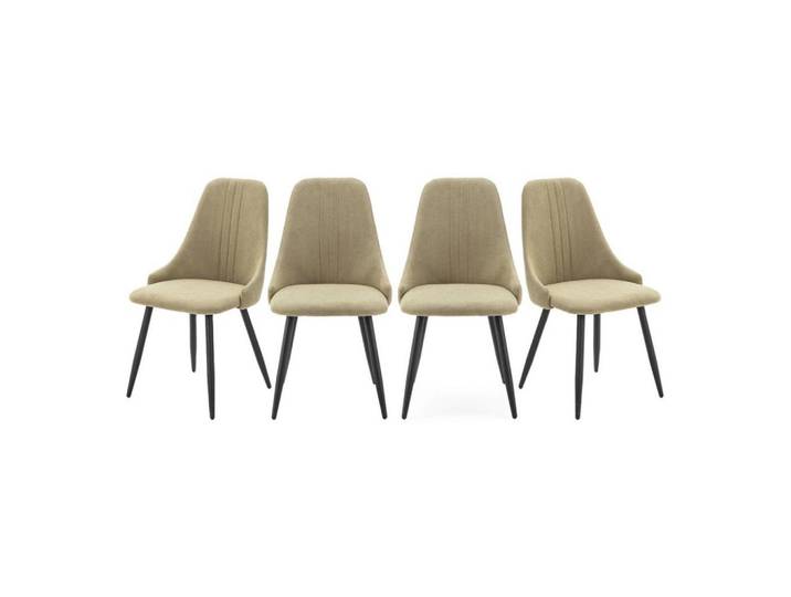 Calicosy Stühlen (Set aus 4) aus stoff mit schwarzen metallbeinen - Mani 50/57/91 cm, Sandfarben, Textil, 57x91x50 cm, Esszimmer, Stuhl