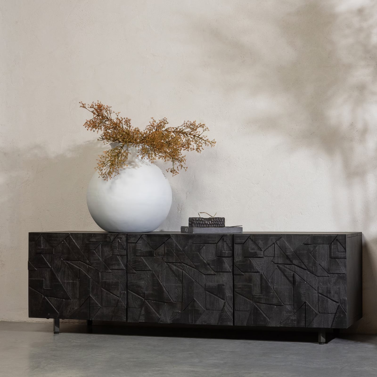 BePureHome WOOOD TV-meubel Counter Mangohout - Zwart - Breedte: 160 cm