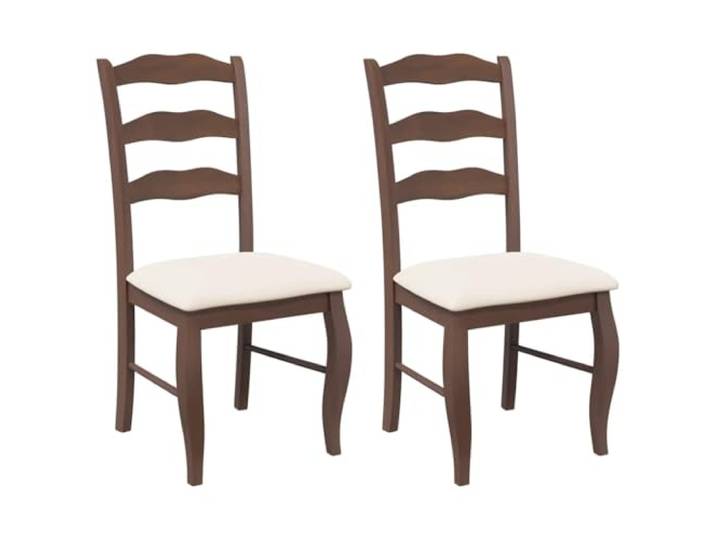 KUTYWEXFM Esszimmerstühle 2er Set Braun Massivholz Stühle mit Kissen Ergonomische Küchenstühle aus Gummibaumholz mit weicher Polsterung für entspannte Mahlzeiten im Wohnzimmer und Essbereich.