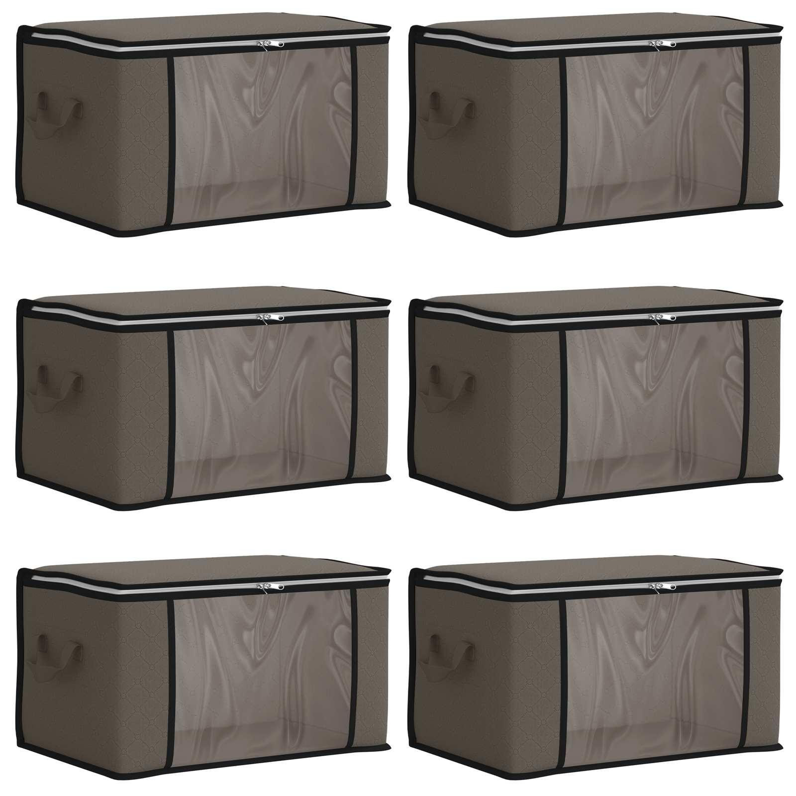 vidaXL Opbergbox voor onder het bed, 6 stuks, Textiel, Solid