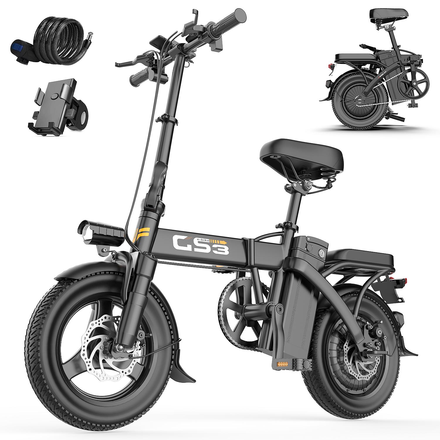 GS3 klappbares Mini-Elektrofahrrad, 250 W, 25 km/h, 48 V 15 Ah, 120 kg