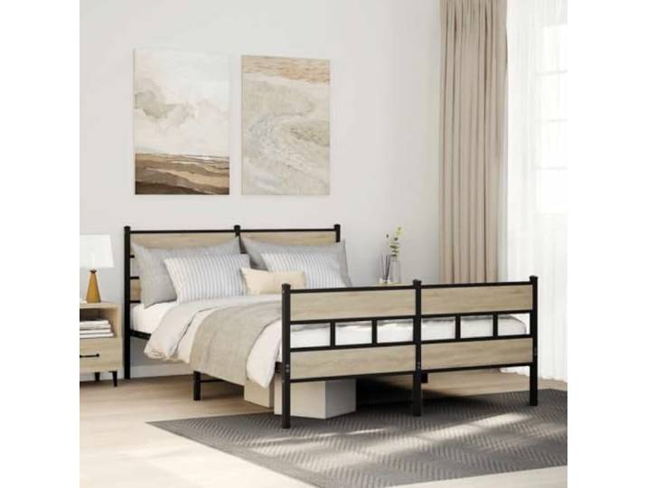 Robustes Metallbettgestell mit Stauraum klassisches Design 140x190 cm Braun Metallbett ohne Matratze Sonoma-Eiche 140x190 cm Bettgestell mit Lattenrost stabil Stauraum schwarz