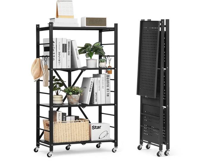 VEVOR 4-Laags Opvouwbare Plank\, Zware Uitvoering\, Opvouwbaar\, 33x66x117CM\, Zwart